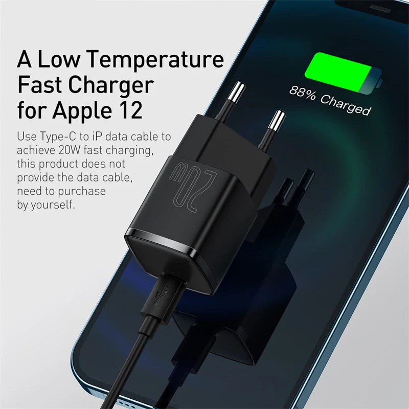20W USB-C PD Fast Charger – Portable Type-C Wall Adapter, PD 3.0 & QC3.0 Compatible for Modern Smartphones