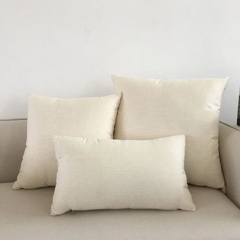 DecorBites™ Ivory Sofa Cushion Cover Solid Basic 30x50cm - 60x60cm
