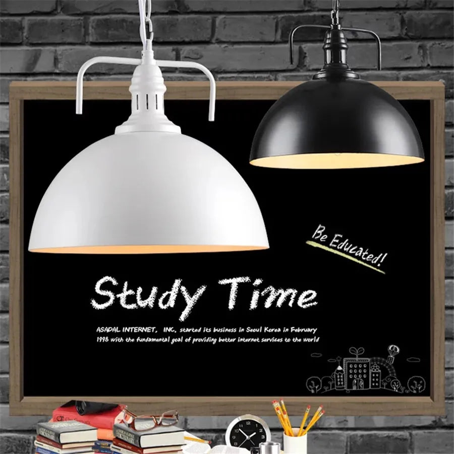 American Barn Pendant Light Vintage Iron Hanging Lamp for Kitchen Living Room Decor