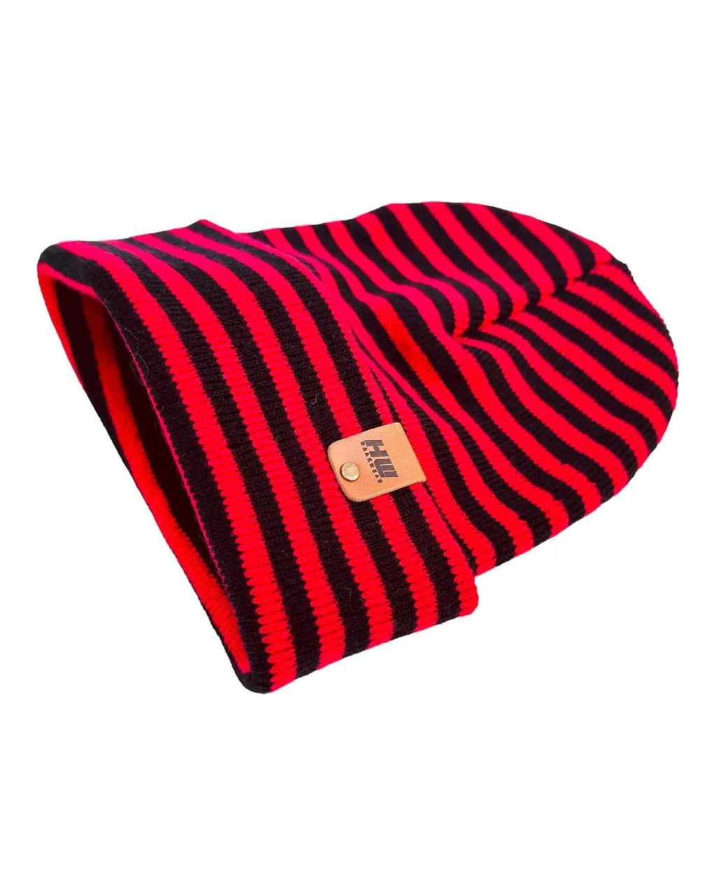 HAAKWEAR Traditional Classic RORO Cuffed Beanie / Hat - Black / Red, Made in USA