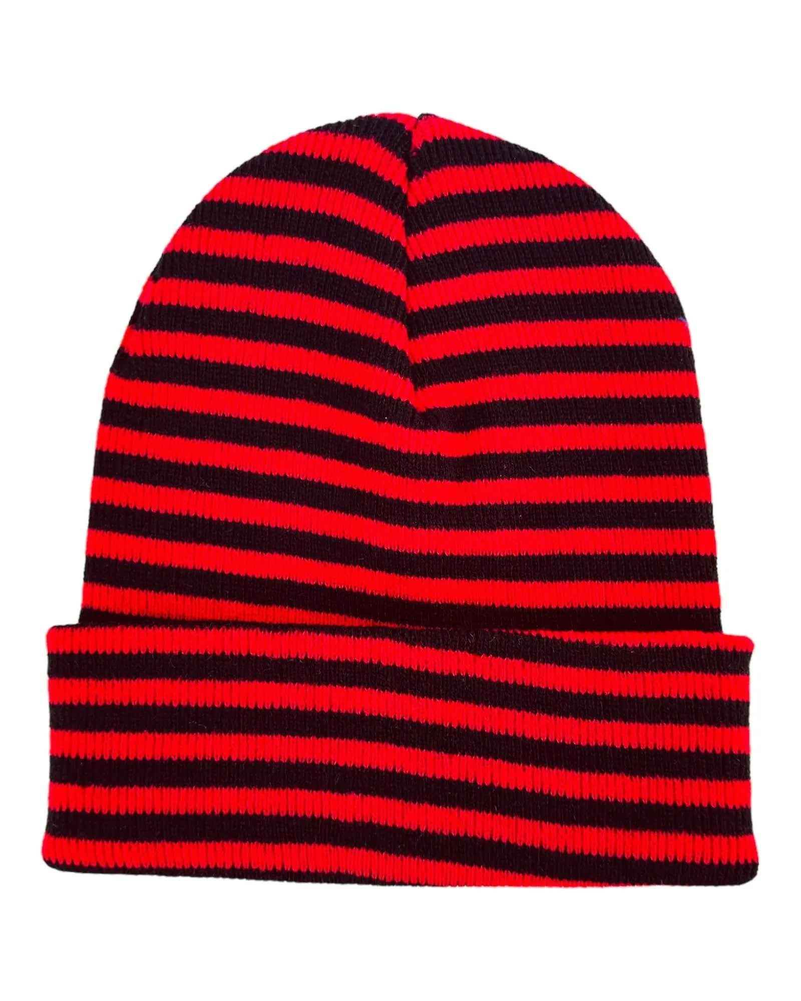 HAAKWEAR Traditional Classic RORO Cuffed Beanie / Hat - Black / Red, Made in USA