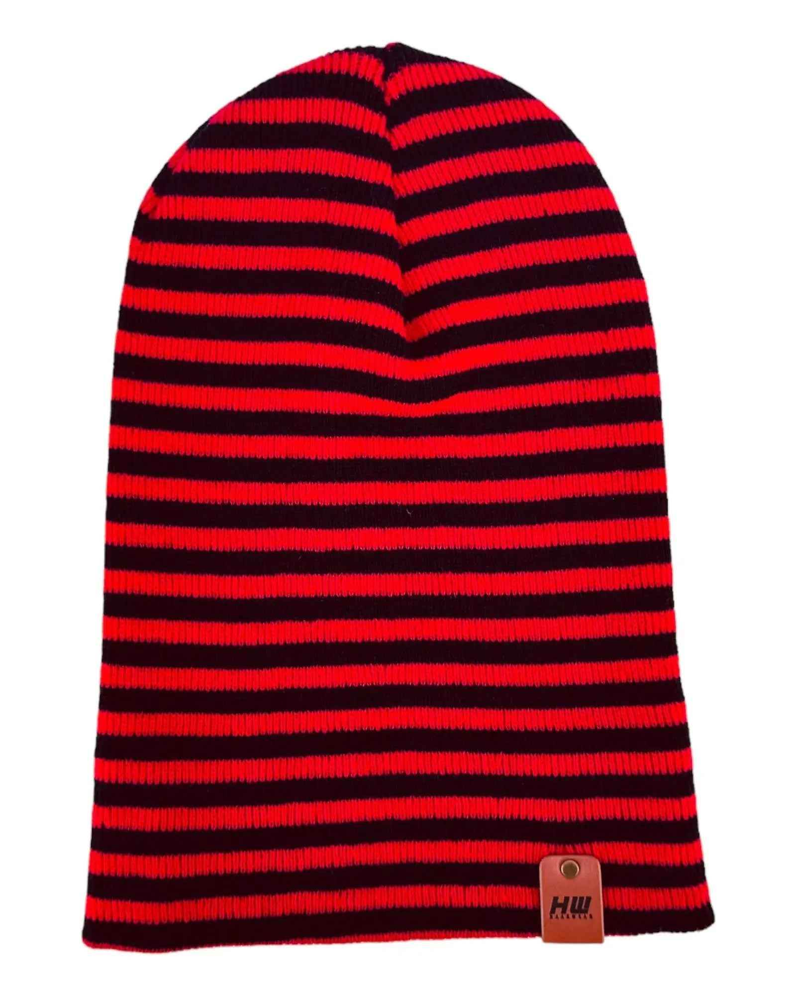 HAAKWEAR Traditional Classic RORO Cuffed Beanie / Hat - Black / Red, Made in USA