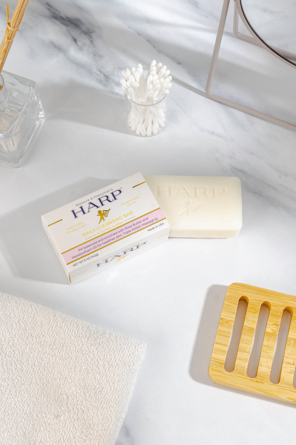 HARP® Vanilla Lavender Body Wash Bar – pH Balanced (5.0–6.0) Syndet Cleanser, Soap-Free & No Lye, Non-Comedogenic, Gentle for Sensitive & Dry Skin, With Shea Butter & Borage Oil. 5oz Bar.