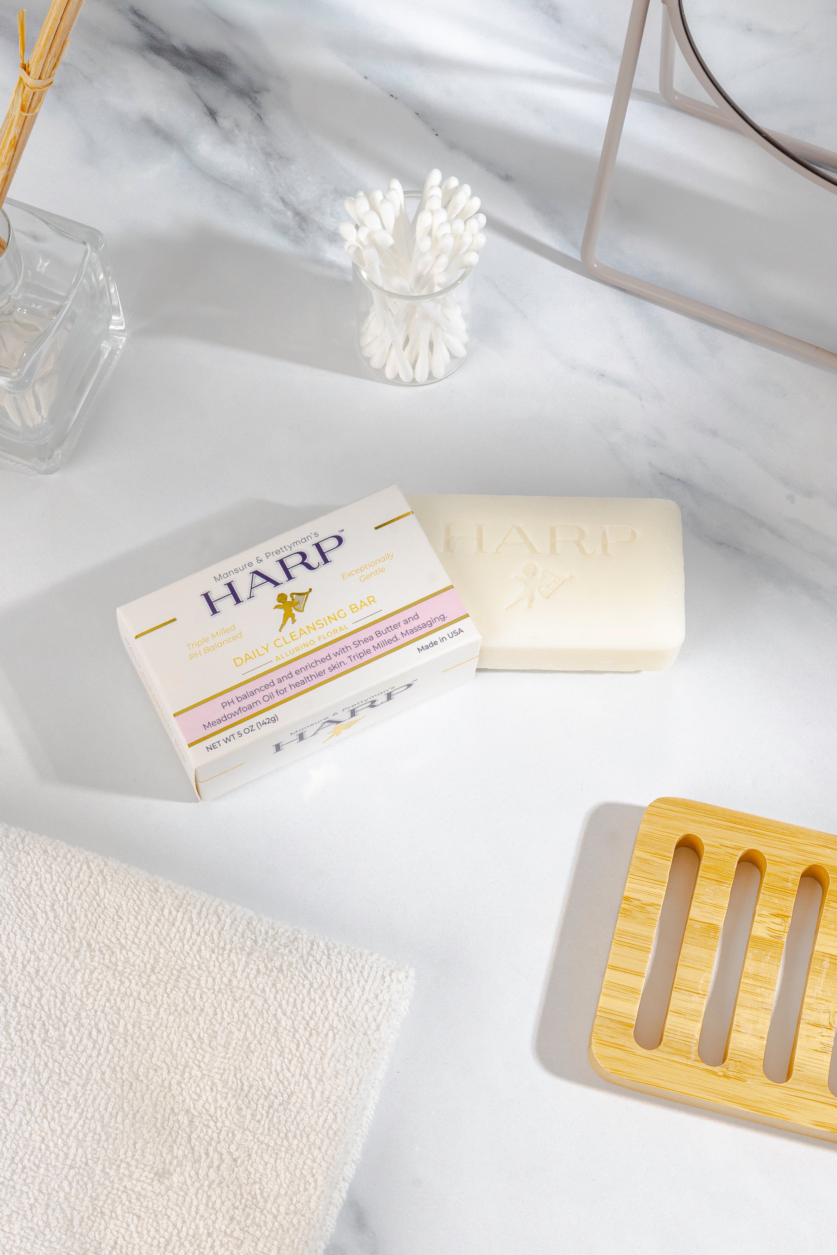 HARP® Vanilla Lavender Body Wash Bar – pH Balanced (5.0–6.0) Syndet Cleanser, Soap-Free & No Lye, Non-Comedogenic, Gentle for Sensitive & Dry Skin, With Shea Butter & Borage Oil. 5oz Bar.