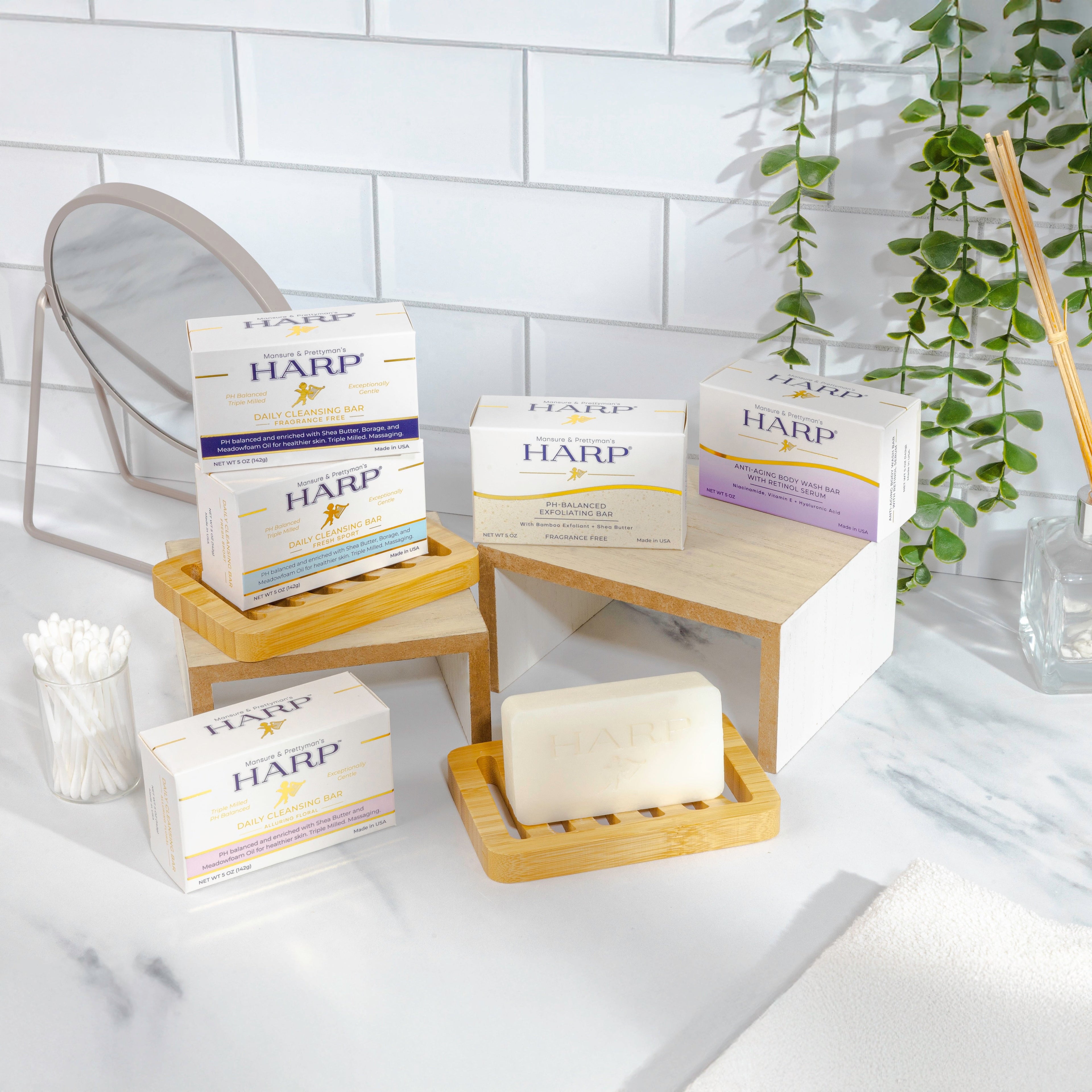 HARP® Vanilla Lavender Body Wash Bar – pH Balanced (5.0–6.0) Syndet Cleanser, Soap-Free & No Lye, Non-Comedogenic, Gentle for Sensitive & Dry Skin, With Shea Butter & Borage Oil. 5oz Bar.