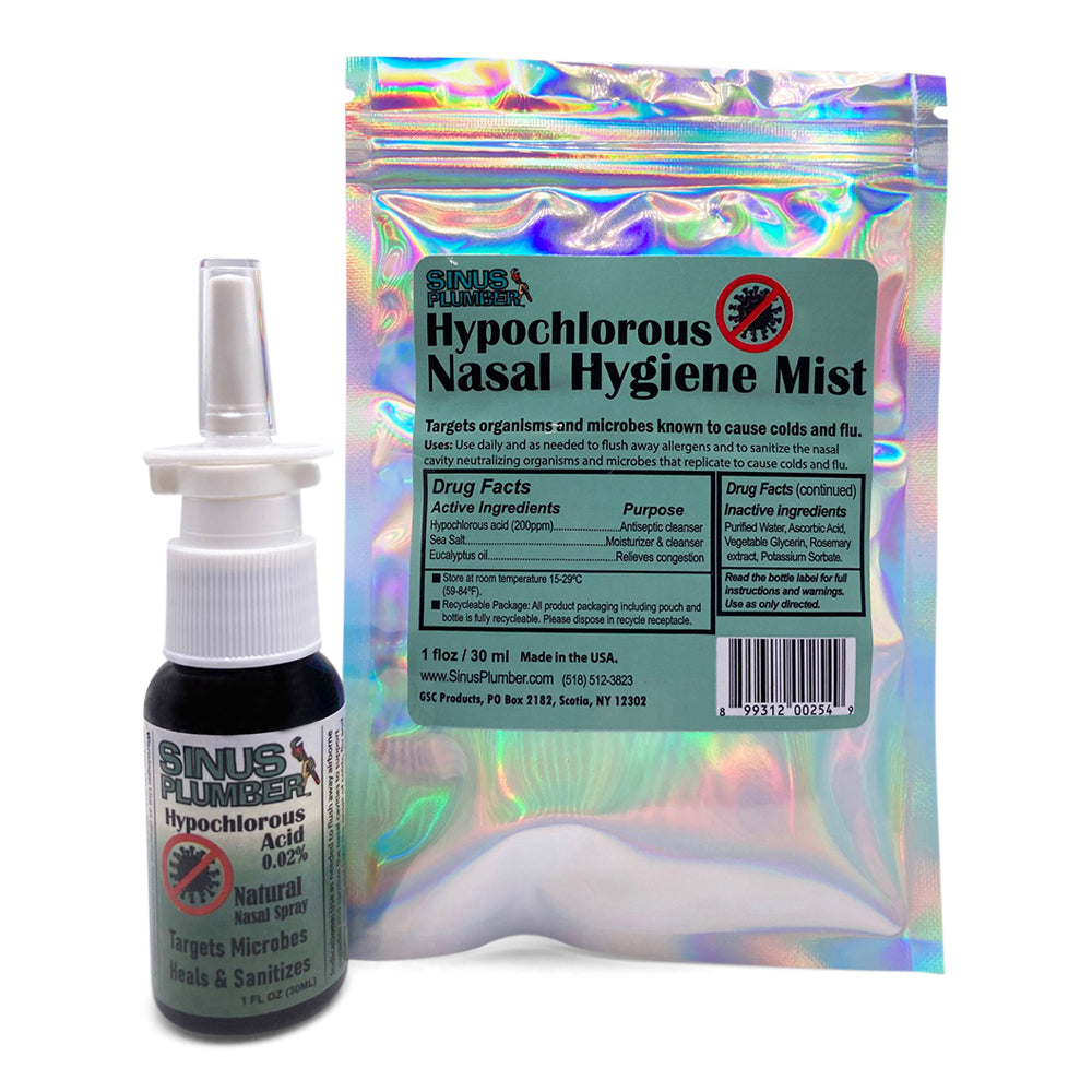 Sinus Plumber Hypochlorous Nasal Spray for Cold and Flu Prevention