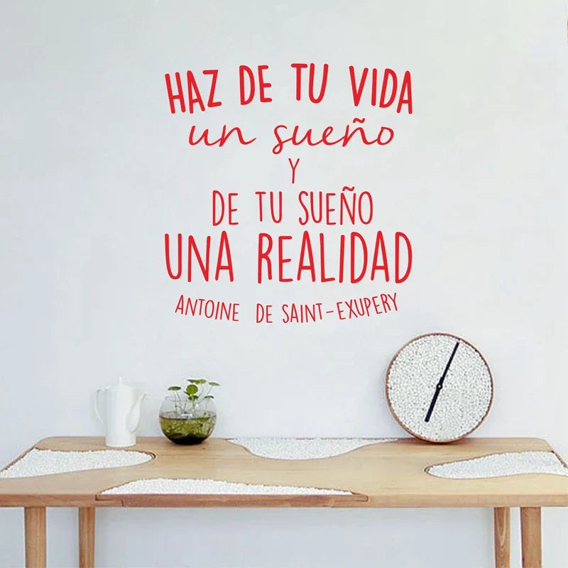 Spanish Inspirational positive Quotes Vinyl Wall Sticker Life Dreams Art Decals For Spanish Home Decoration