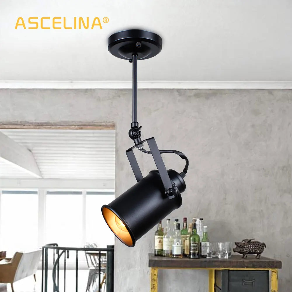 Vintage Loft Industrial Pendant Light - American Style Spotlight LED Lamp for Restaurant, Cafe, and Bar Decoration