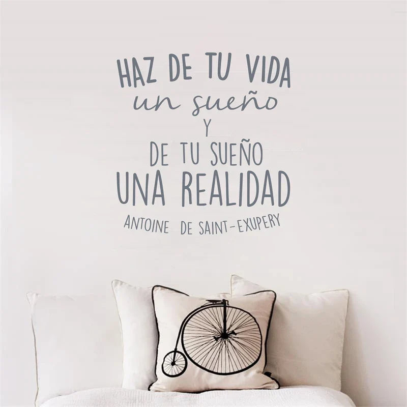 Spanish Inspirational positive Quotes Vinyl Wall Sticker Life Dreams Art Decals For Spanish Home Decoration