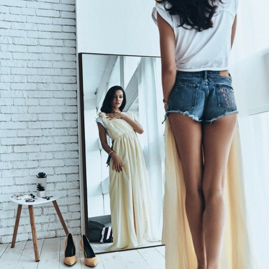 59 Inch Full Length Mirror Large Rectangle Bedroom Mirror-Golden