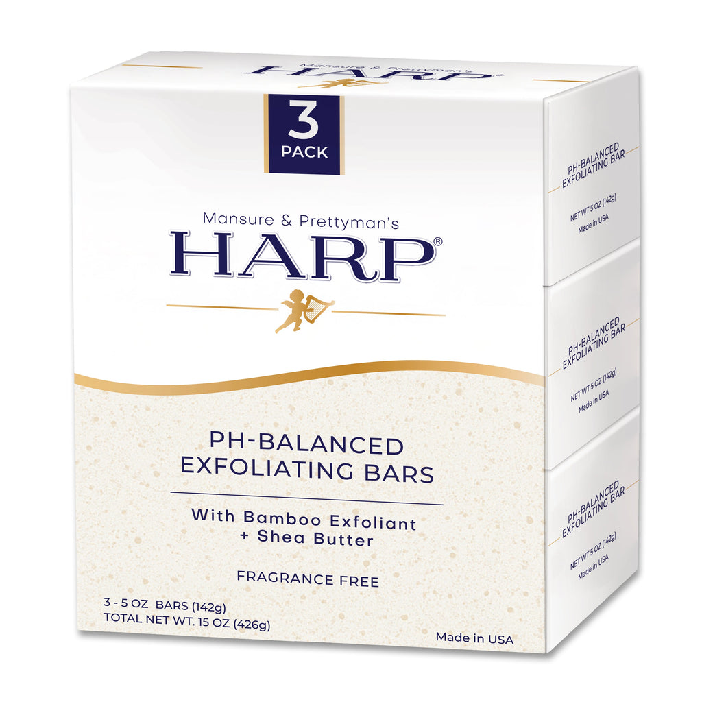 HARP® Exfoliating Body Wash Bar – pH Balanced Syndet Cleanser with Bamboo Powder, FRAGRANCE-FREE, Soap-Free & No Lye, Non-Comedogenic, Gentle Exfoliation for Smooth Skin, 5 oz