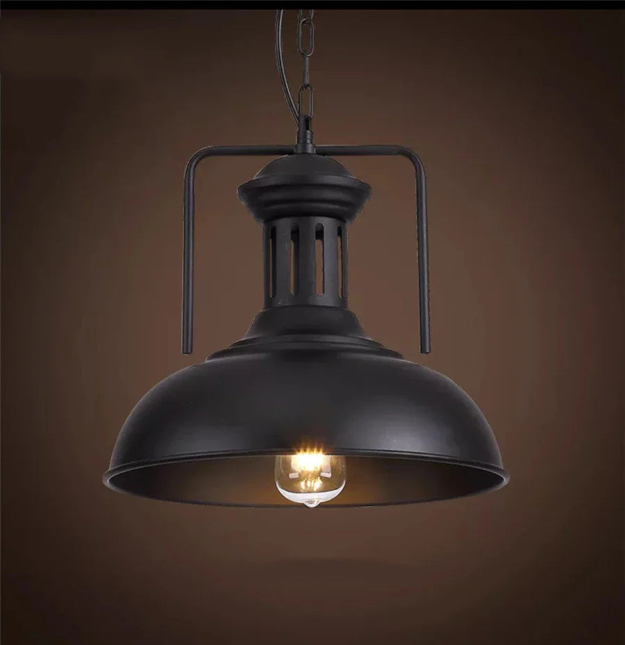 American Barn Pendant Light Vintage Iron Hanging Lamp for Kitchen Living Room Decor