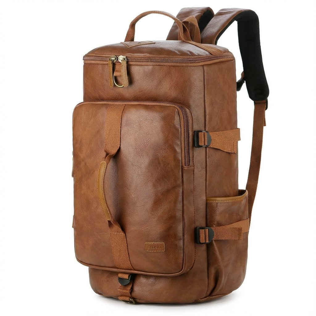 Soft Leather Duffel Bag – 40L Convertible Travel Bag