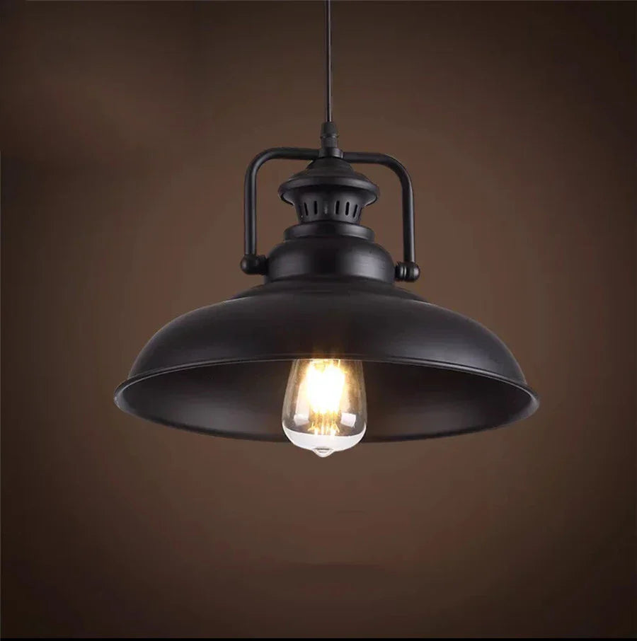 American Barn Pendant Light Vintage Iron Hanging Lamp for Kitchen Living Room Decor