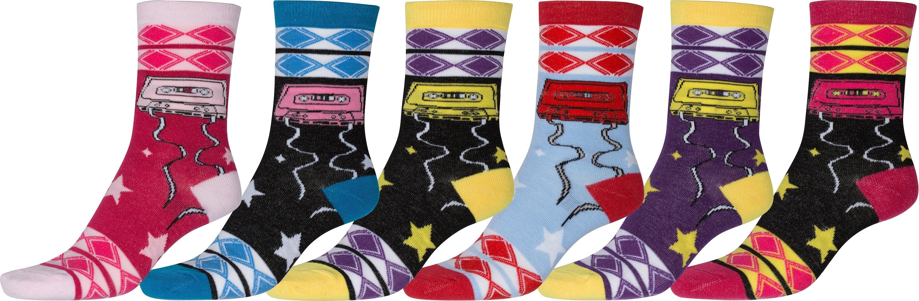 Sakkas Women's Fun Colorful Design Poly Blend Crew Socks Assorted 6-Pack