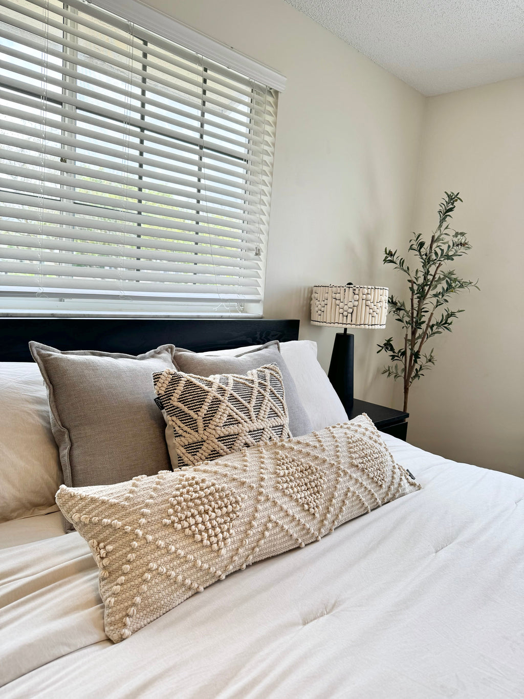 Verona Oversized Lumbar Pillow Cover – Neutral Textured Bed Pillow