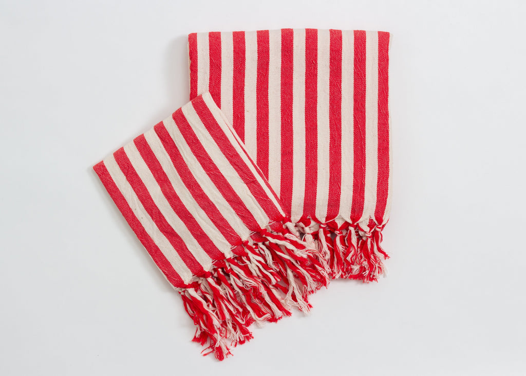 Girit Red Cotton Linen Towel