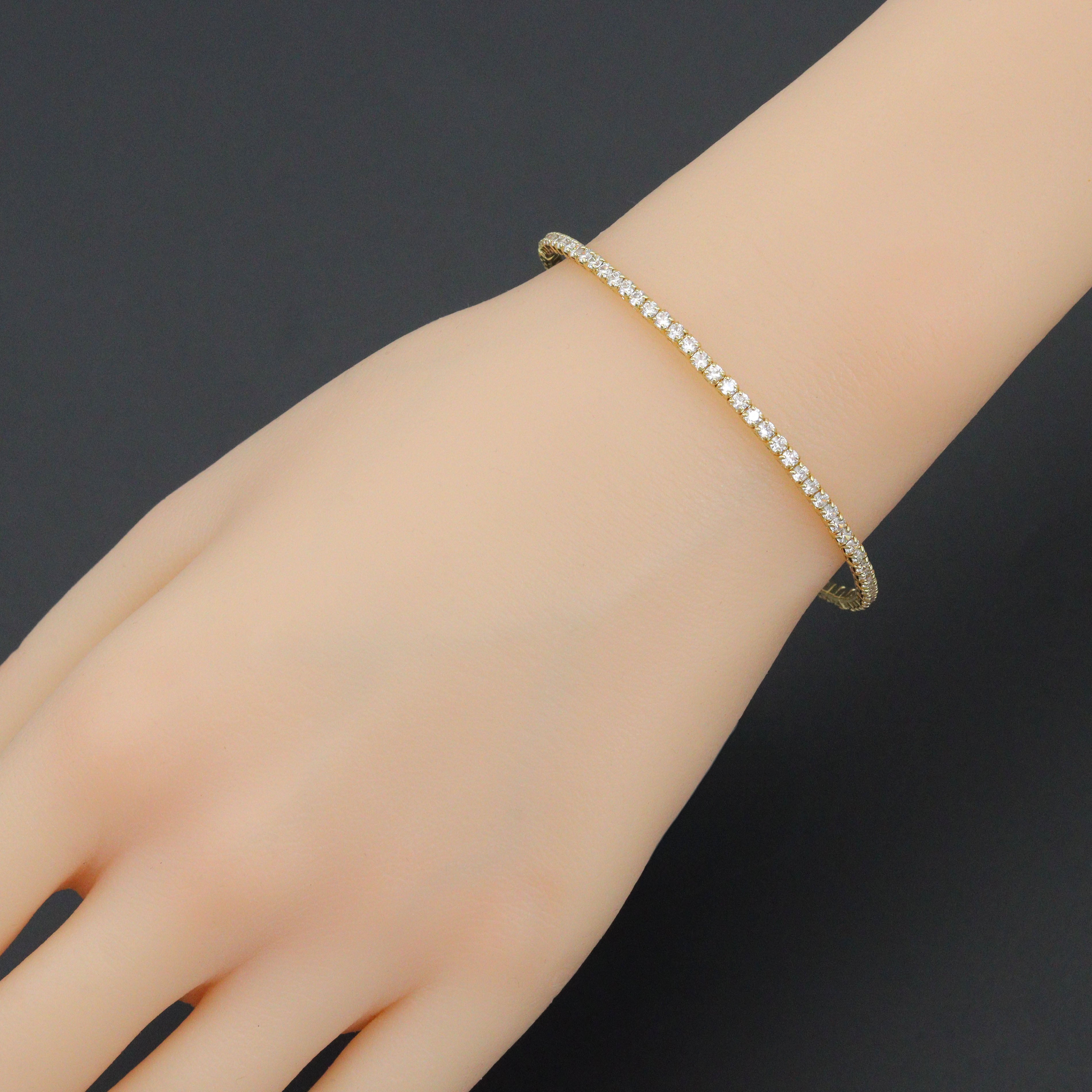 Gold Silver Thin Tennis Chain Link Stretchy Bracelet, Sku#A503