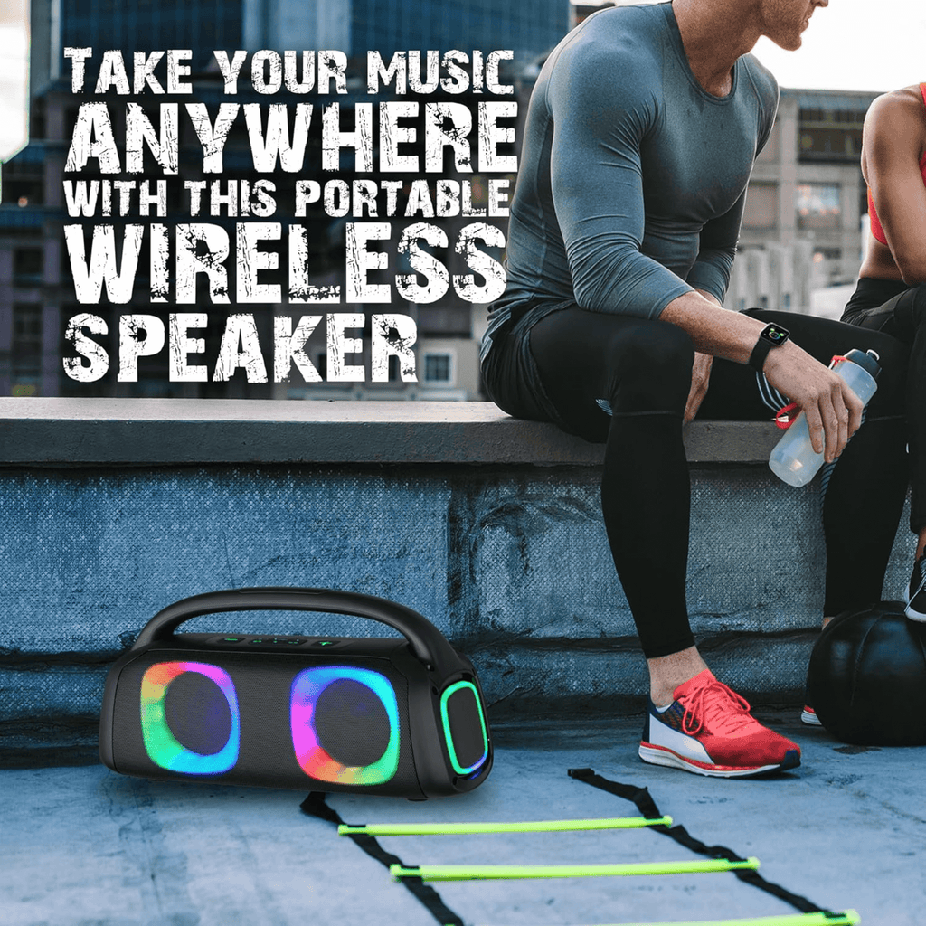 IQ Sound Portable Bluetooth Speaker with RGB Lights and TWS-Enhanced Stereo Sound