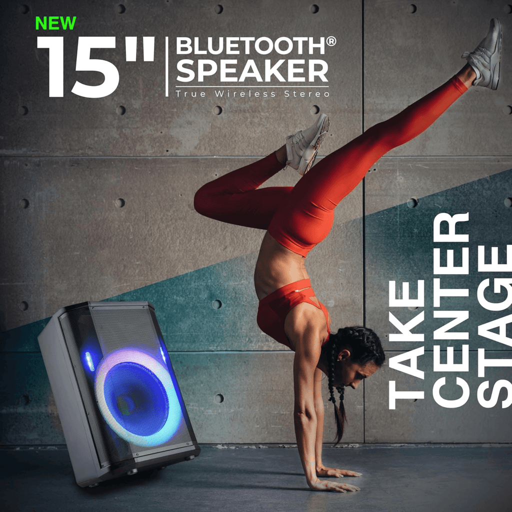 IQ Sound 15-Inch Portable BT Speaker with Tiltable Audio Enhancement