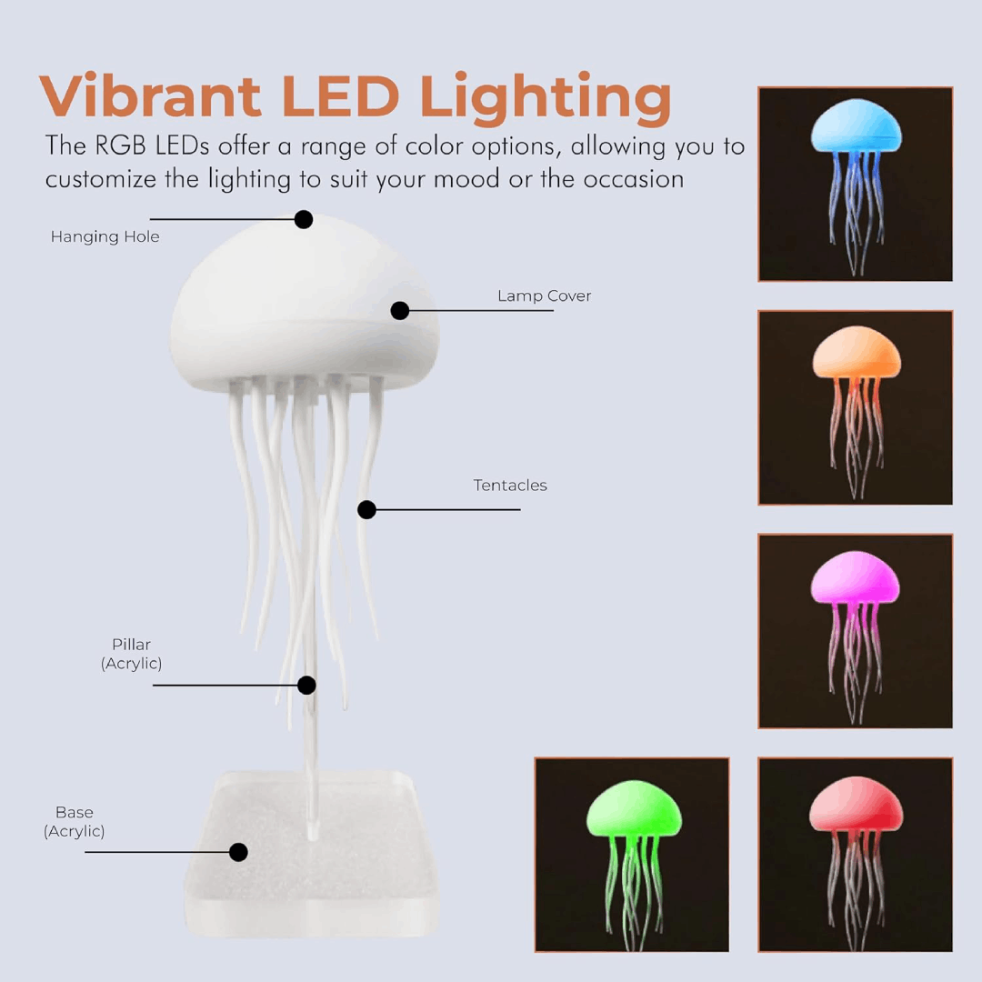 LED Jellyfish Lamp RGB Color Changing Mood Light with Voice Control