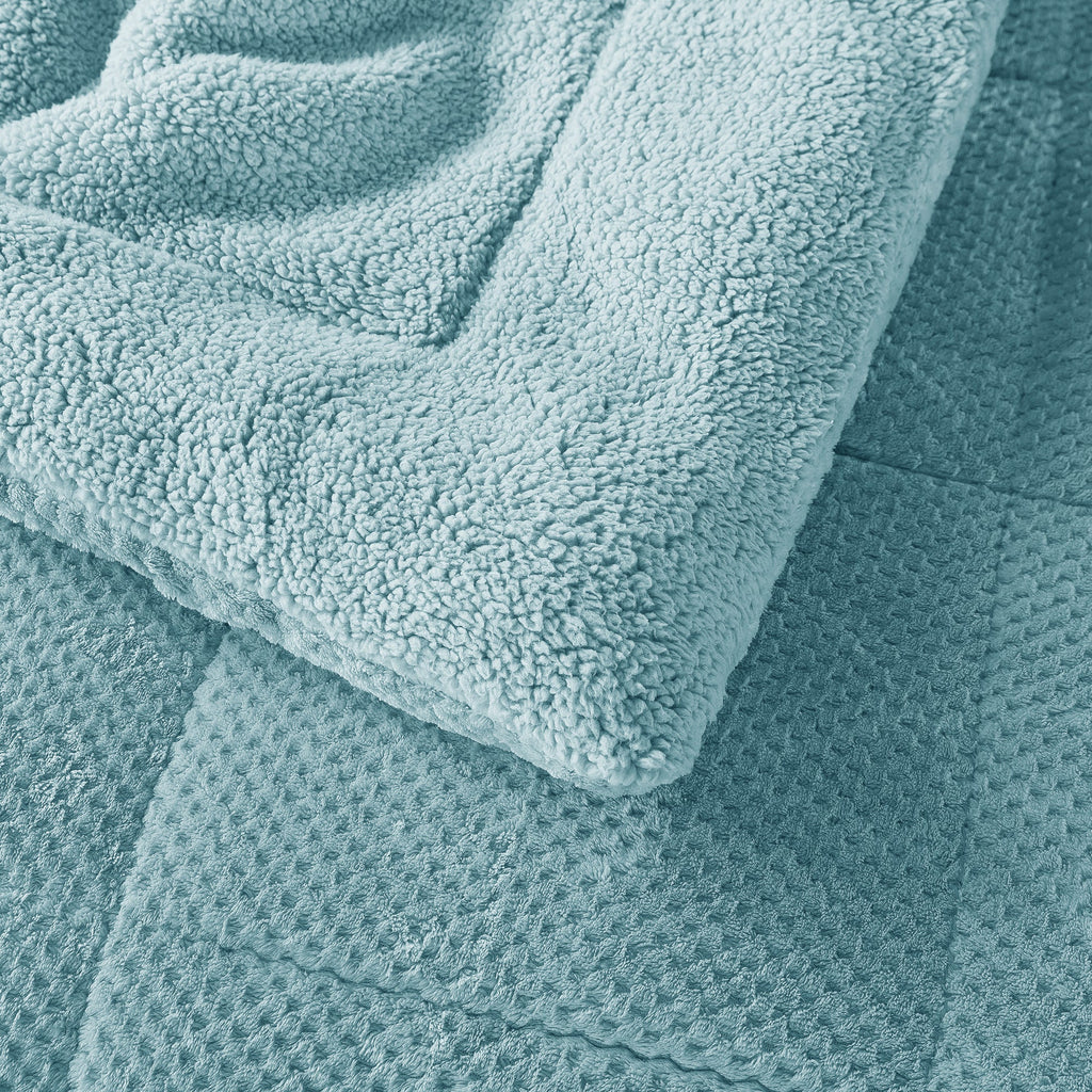 Kasentex Ultra Soft All Season Reversible Plush Sherpa Lined Comforter, Twin, Queen, King
