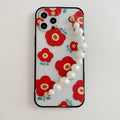 RAMODO Korean Floral Pearl Strap iPhone Case