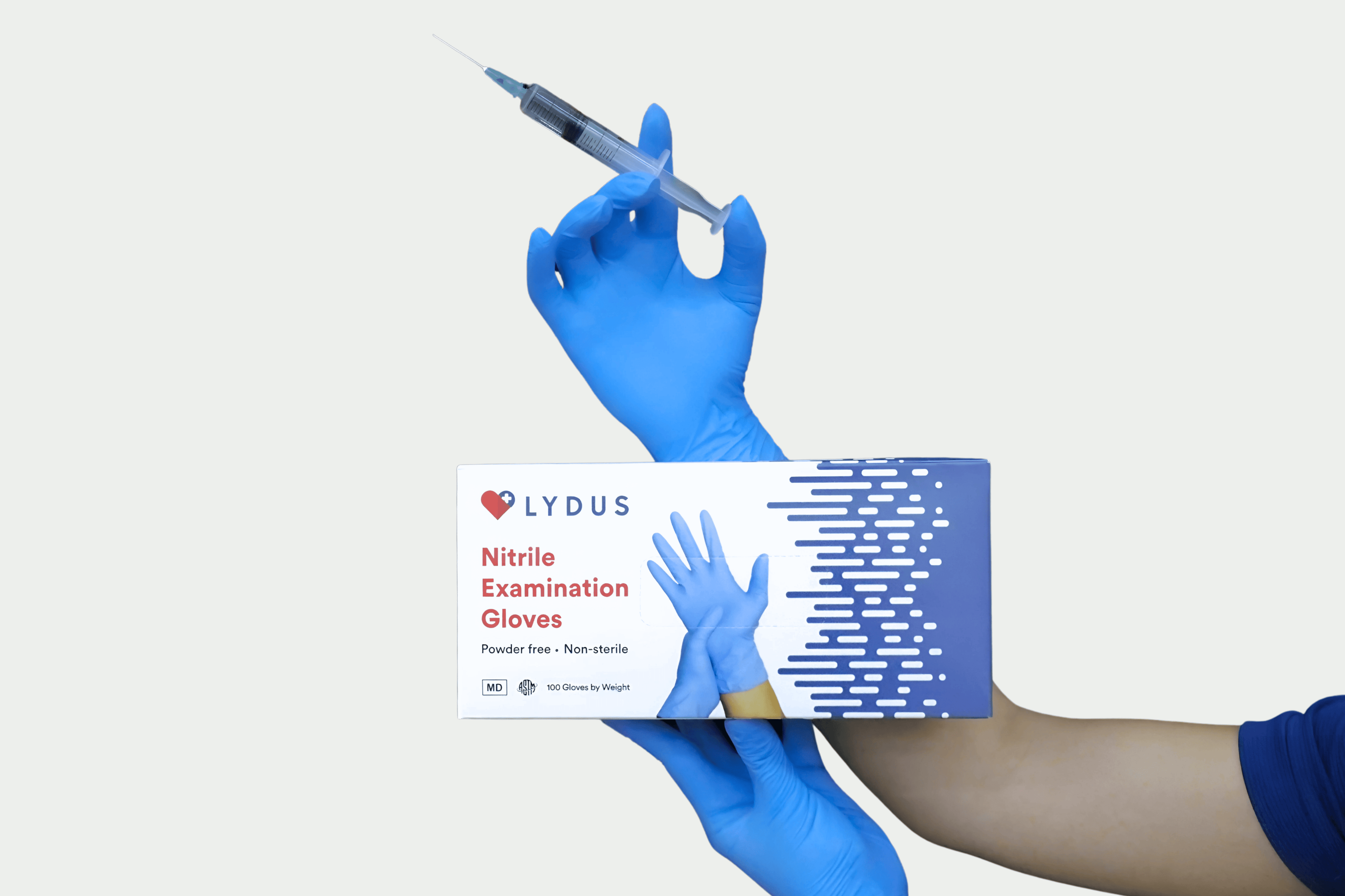 Lydus 5mil Blue Nitrile Examination Gloves (LBN5), case of 1000 (ASTM D6319, FDA 510k)