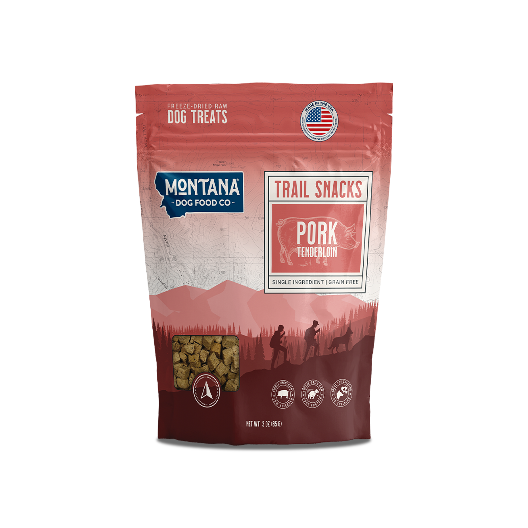 Pork Tenderloin Freeze-dried Raw Trail Snacks (Treats) for Dogs 3oz