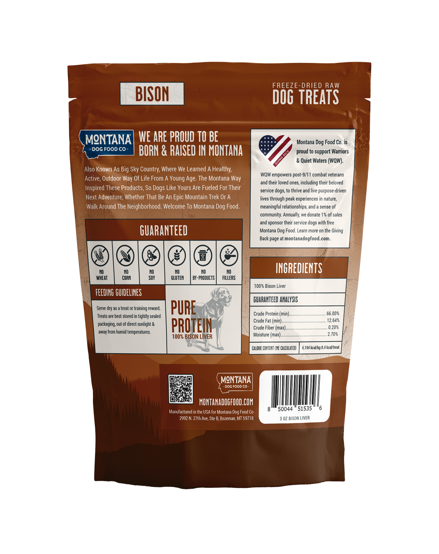 Bison Liver Freeze-Dried Raw Trail Snacks (Treats) for Dogs 3oz