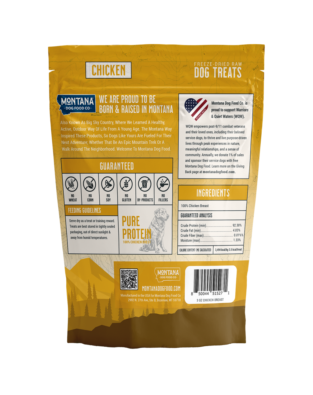 Chicken Breast Freeze-Dried Raw Trail Snacks (Treats) for Dogs 3oz