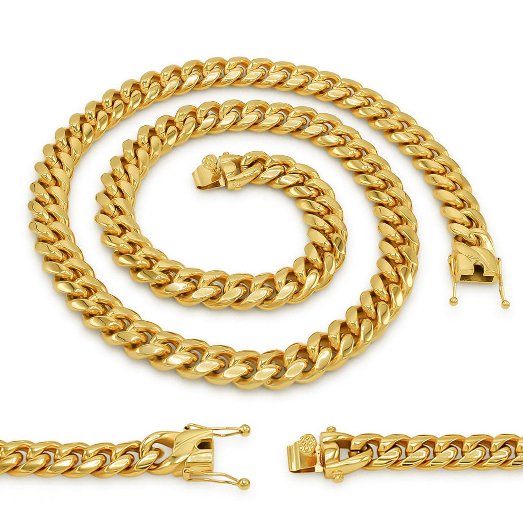 Cuban Link 14K Gold Plated Necklace 30" For Men