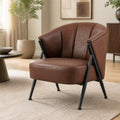 Mid Century Accent Chair with Curved Backrest - Brown