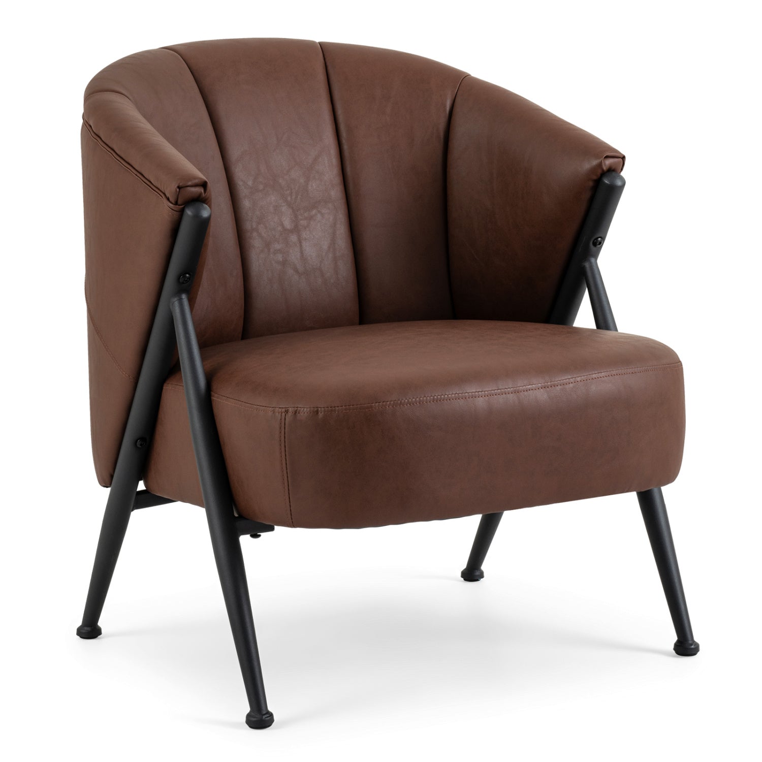 Mid Century Accent Chair with Curved Backrest - Brown