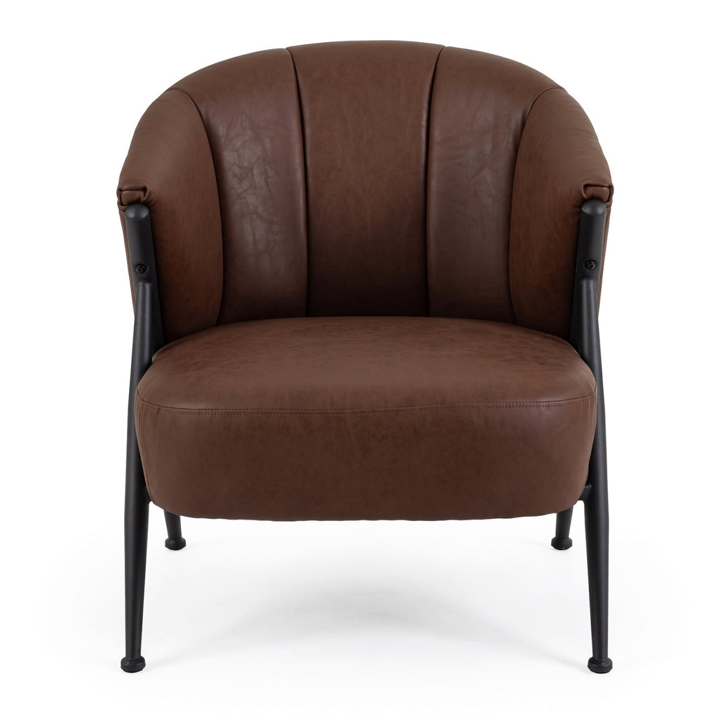 Mid Century Accent Chair with Curved Backrest - Brown