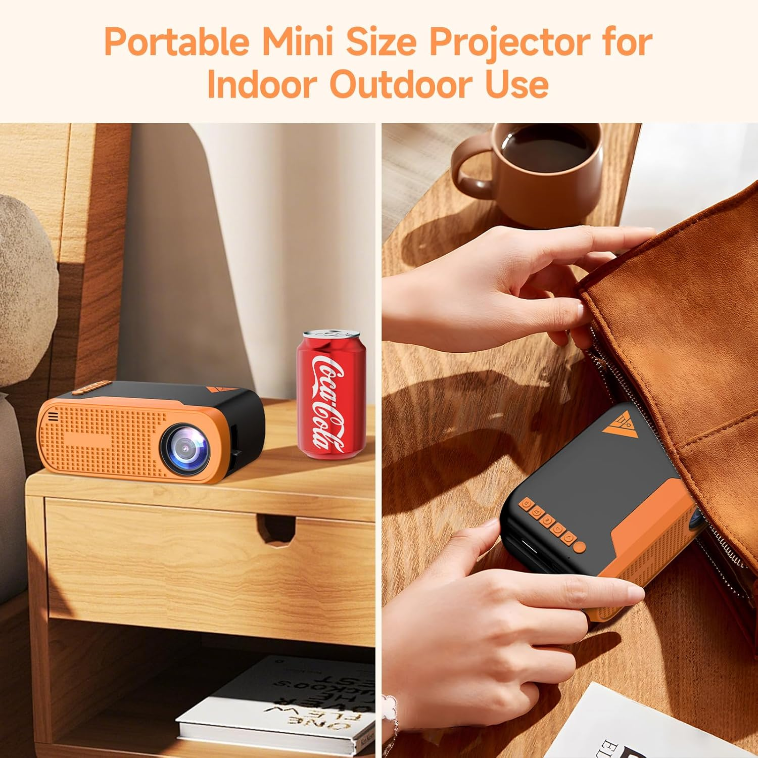 Mini Video Projector, Native 1080P Portable Movie Projector with Wifi Bluetooth, Compatible with Smart Phone, TV Stick, PS5, Laptop HDMI USB for Home Theater Indoor Outdoor Movies