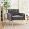 Modern Velvet Upholstered Accent Chair with Button-Tufted Back and Adjustable Feet