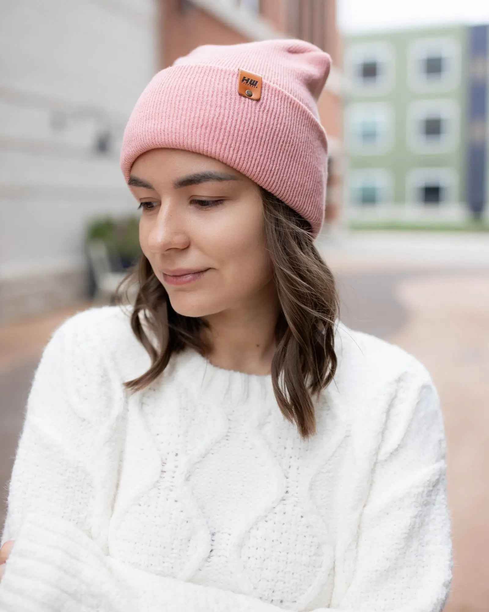 HAAKWEAR H-Stitch Cuffed Beanie - NEW Designed and Made in USA (Patented Design) - Pearl Pink