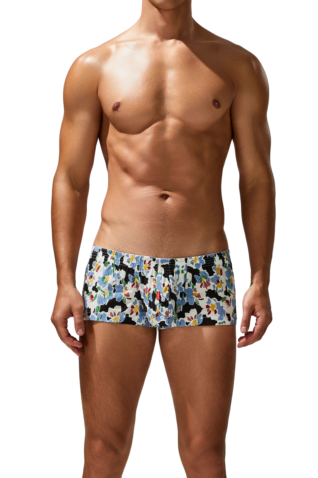 Men's Cotton Boxer Briefs - Botanical Print Breathable Underwear