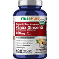 NusaPure Red Korean Panax Ginseng, Non-GMO, Vegan, 450mg, 180 Vcaps - 180 Servings