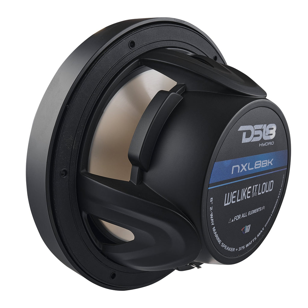 NXL 8" 2-Way Coaxial Marine Speaker with LED RGB Lights | 125W RMS 4-Ohm