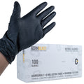 GermBlast Black Nitrile Disposable Gloves, 8 Mil Extra Thick, Diamond Texture, Powder Free, Latex Free, 100 Count