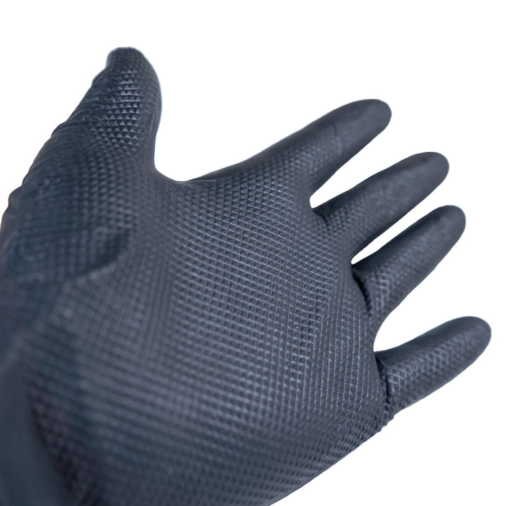 GermBlast Black Nitrile Disposable Gloves, 8 Mil Extra Thick, Diamond Texture, Powder Free, Latex Free, 100 Count