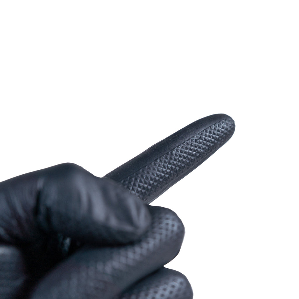 GermBlast Black Nitrile Disposable Gloves, 8 Mil Extra Thick, Diamond Texture, Powder Free, Latex Free, 100 Count