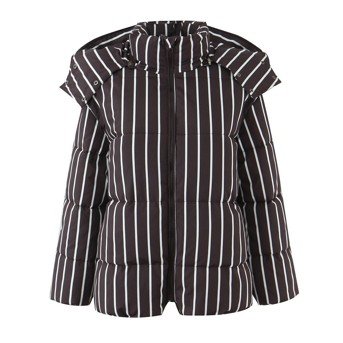 Fashion City Autumn Casual Striped Hoodie Coats