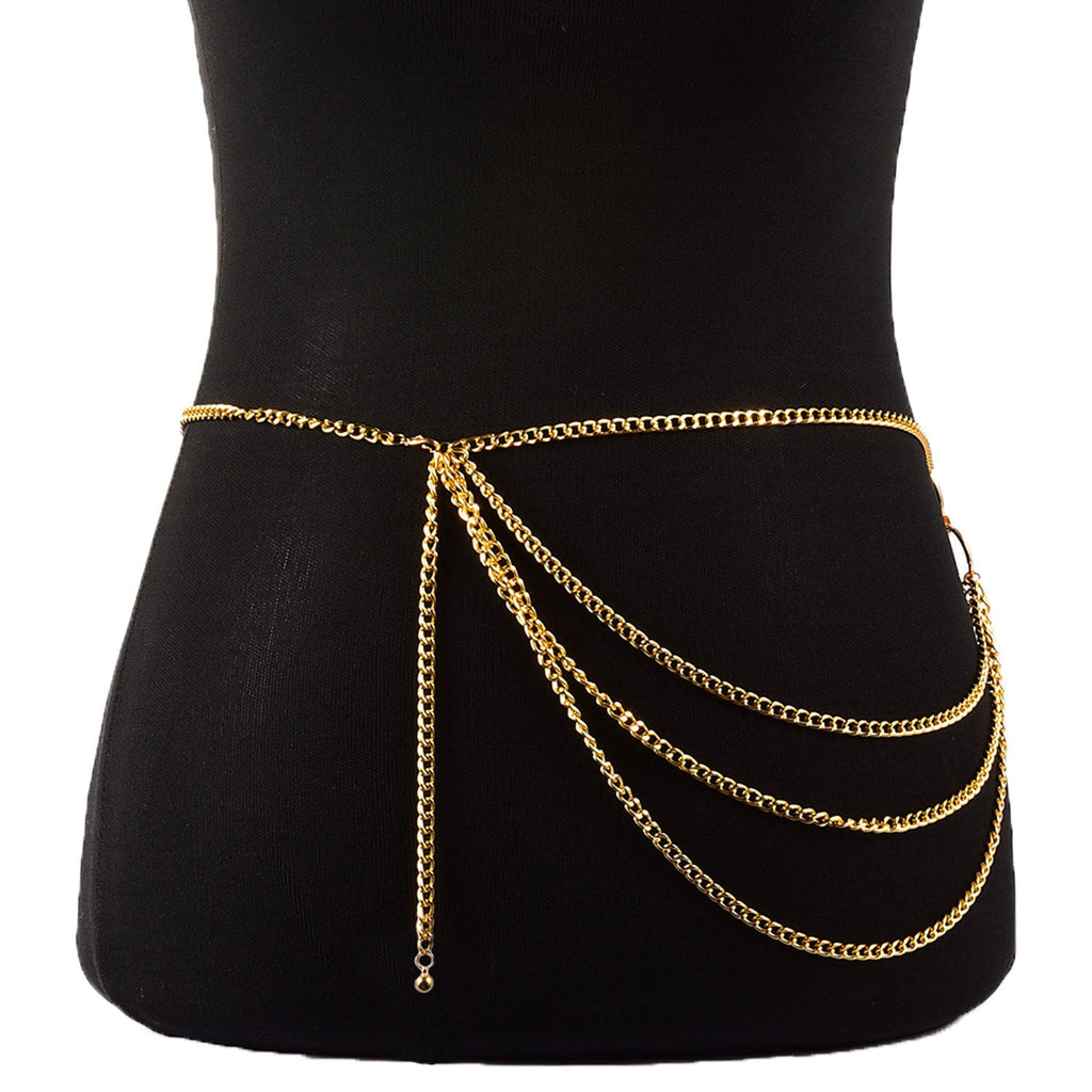 Elegant Multilayer Gold Chain Waist Belt