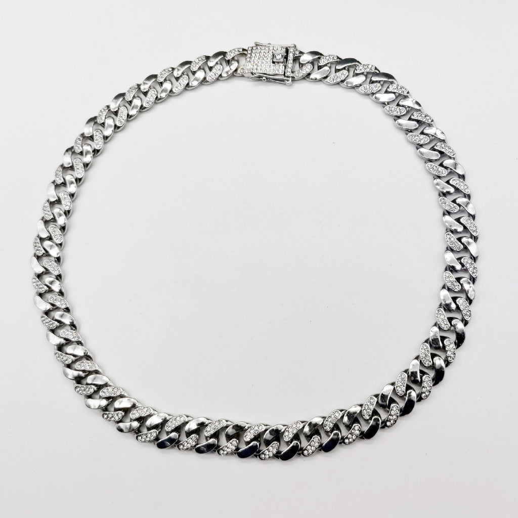 Women's & Men's Hipster Cuban Link Chain Diamond Interval Necklaces