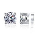 S925 Magnetic Moissanite / CZ Stud Earrings for Men Women, 1ct 6.5mm 4-Prong Round Cut, Inlaid Magnetic Earrings Non-Piercing Clip On Stud Earring