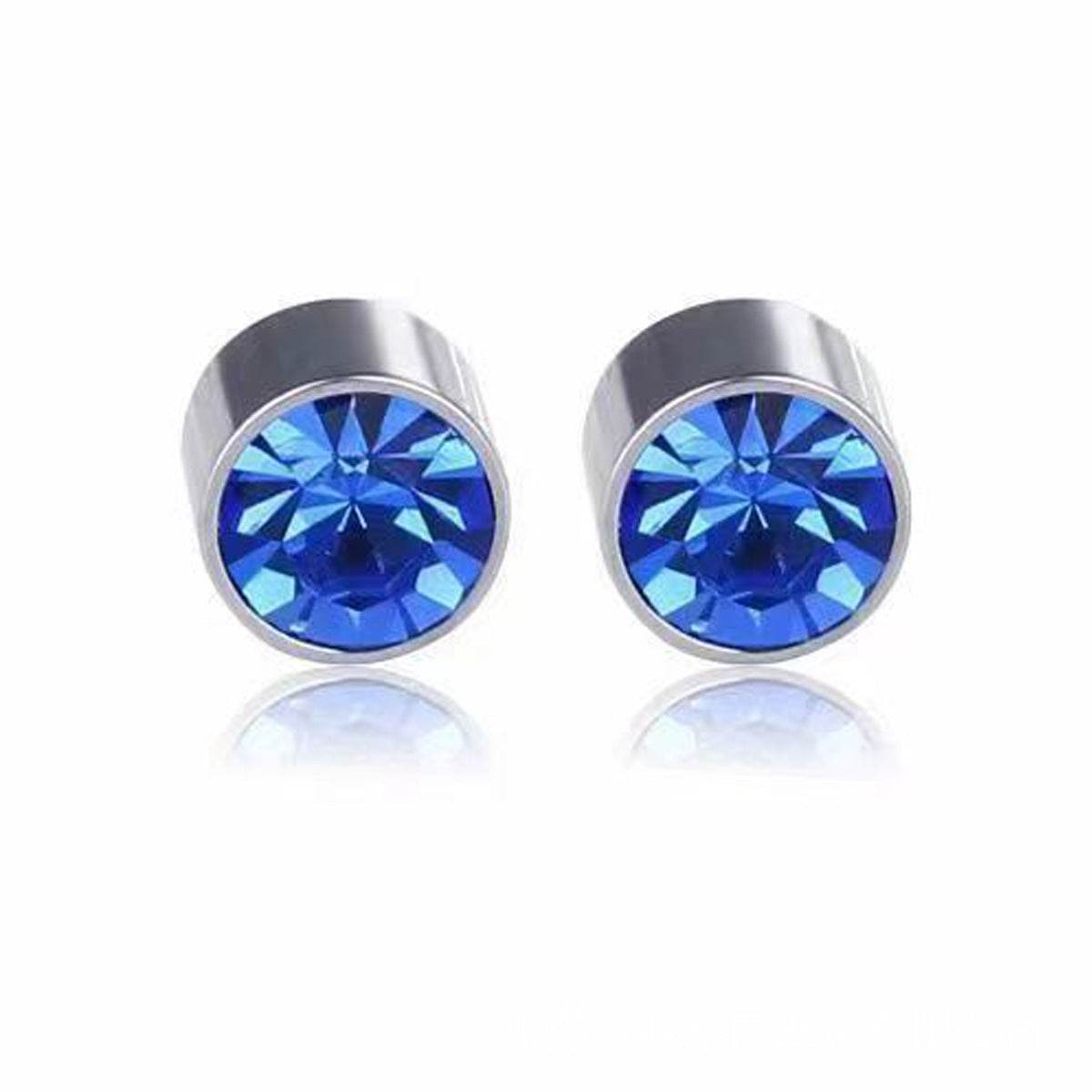 Multicolor Stainless Steel Magnetic Round Stud Earrings for Men Women, 6mm Round CZ Inlaid Magnetic Earrings Non-Piercing Clip On Stud Earring