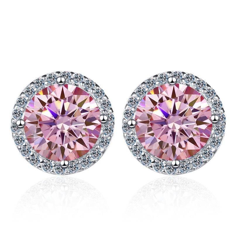 S925 Multicolor Moissanite Halo Stud Earrings, Sterling Silver 10 Color Round-Cut Certificated Moissanite Jewelry for Men & Women, Simple & Stylish Gift for Wedding, Birthday, Anniversary